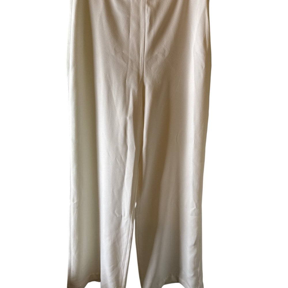 Zara Woman Trousers Pants Wide Leg Size Medium Side Zip Faux Gold Front Buttons